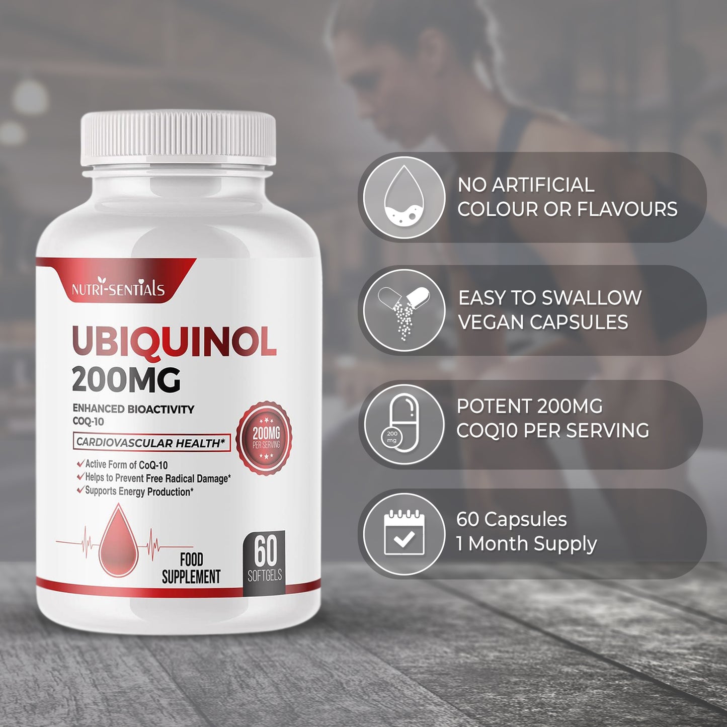 Ubiquinol CoQ10, Powerful Antioxidant for Heart and Vascular HealthSupplement for Energy, Heart and Cognitive Support
