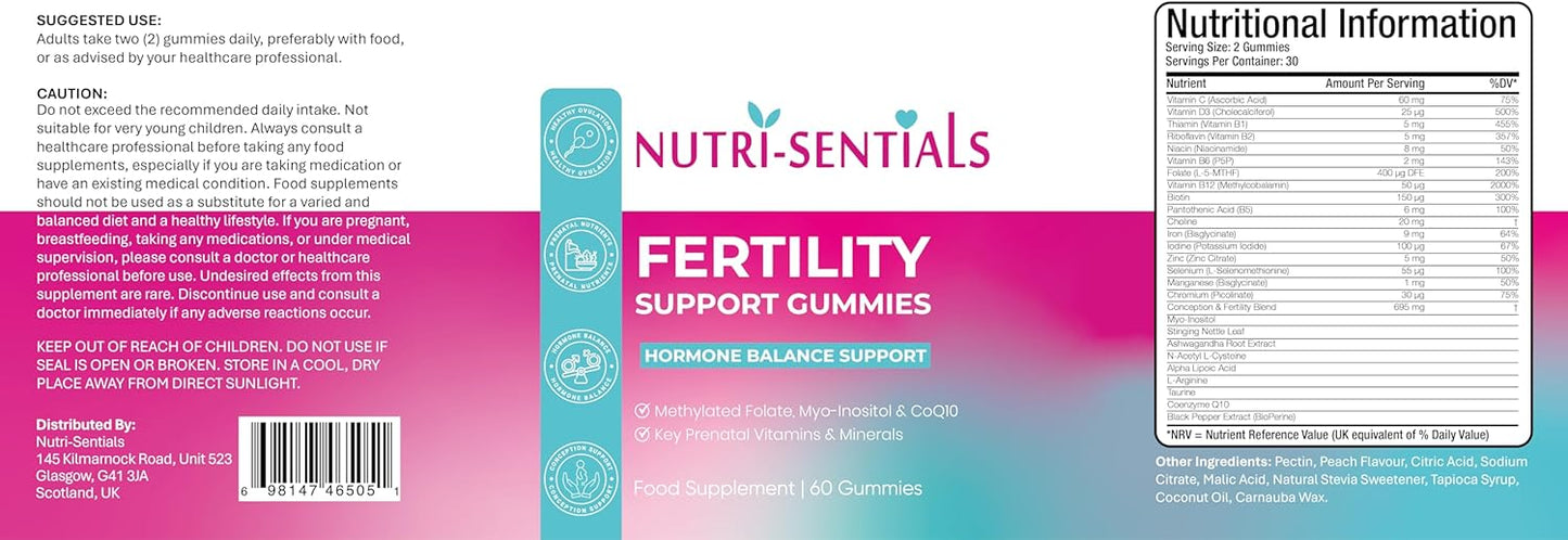 Fertility Gummies for Women – 26 Nutrients Including Myo-Inositol, Methylated Folate, CoQ10, Zinc & Iron – Vitamin Support for Women Trying to Conceive – Vegan – 60 Gummies