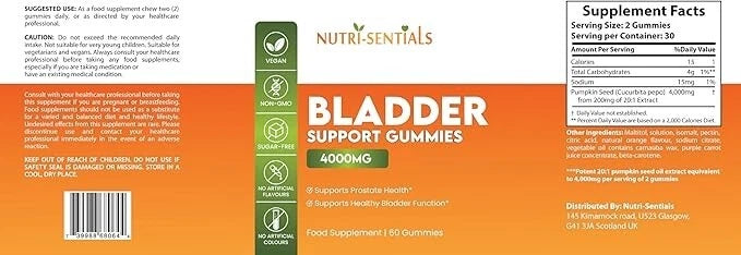 Bladder Support Supplement Pumpkin Seed Oil Extract Gummies Orange Flavour4000mg
