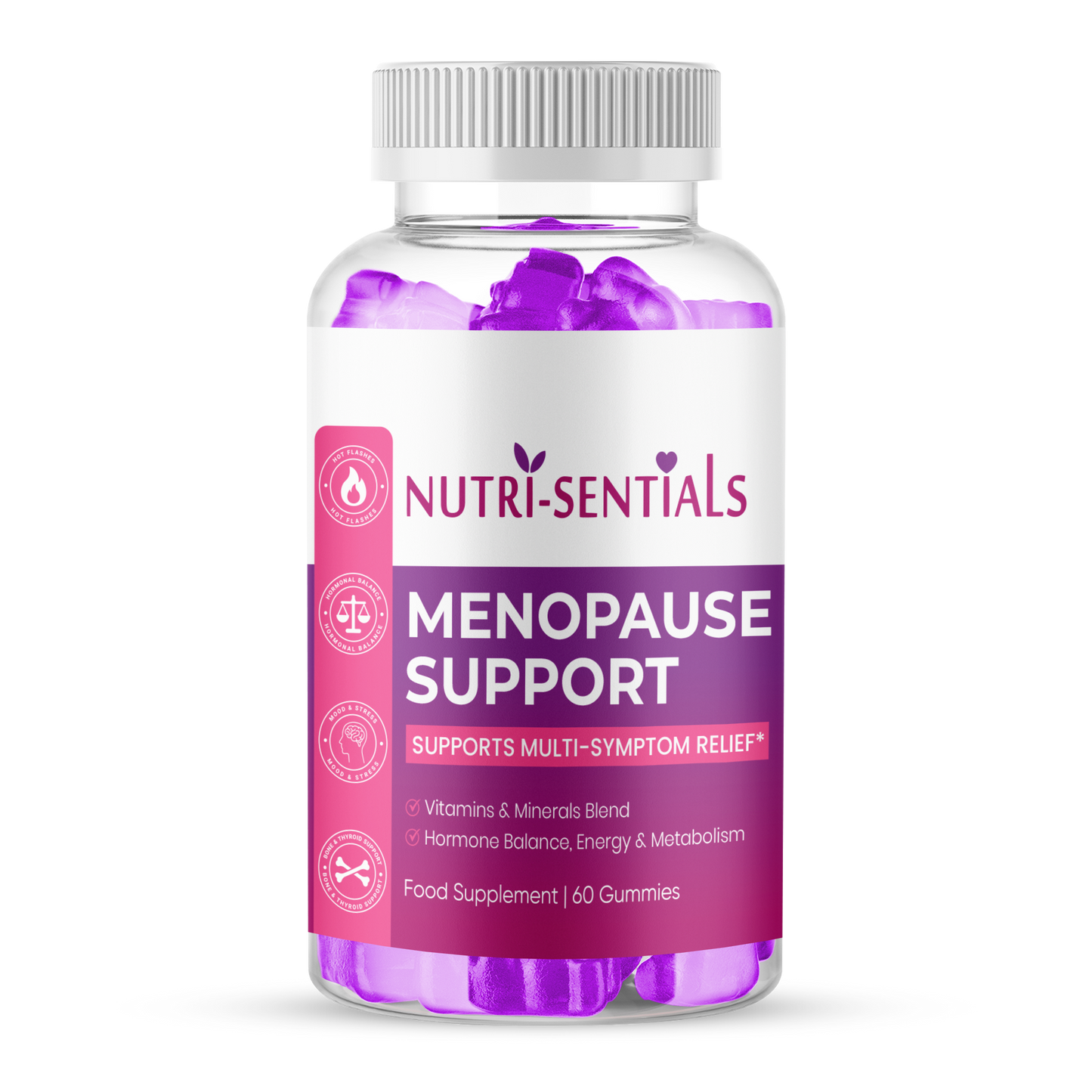 Menopause Support Gummies - Multi-Symptom Formula with Vitamins & Minerals - 60 Gummies