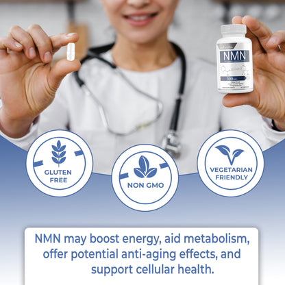 NMN Supplement 500mg - NAD+ Booster - Cellular Repair & Longevity - 60 Capsules