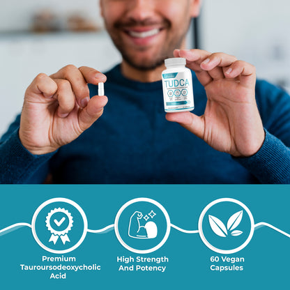 TUDCA Liver Support Supplement, 500mg Servings, Tudca Bile Salt, Liver Support Supplement, Detox and Cleanse, (Tauroursodeoxycholic Acid)- 60 Capsules