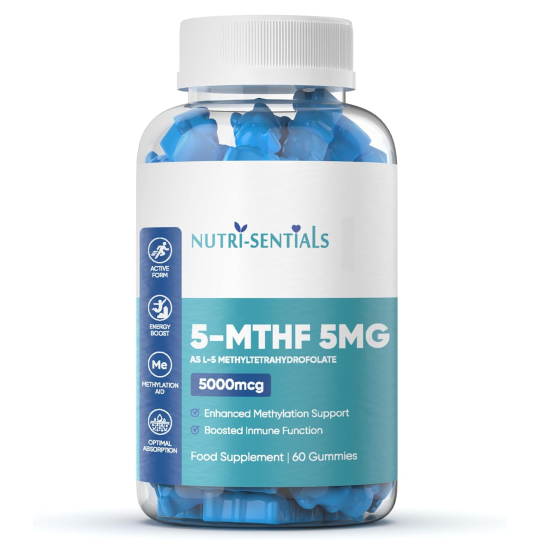 L-5 Methyl Folate Supplement- 5000mcg Active Form Folic Acid Gummies for Optimal Absorption- High Strength Folic Acid Supplement- Activated Methylfolate Supplement- 60 Gummies