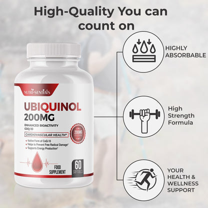 Ubiquinol CoQ10, Powerful Antioxidant for Heart and Vascular HealthSupplement for Energy, Heart and Cognitive Support
