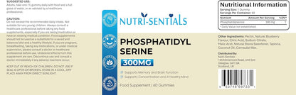 Phosphatidylserine Supplement 300mg- Organic Brain Supplement Support Gummies- Supports Memory, Mental Clarity, Mood & Cognitive Health- Natural Focus Gummies Supplements- 60 Count