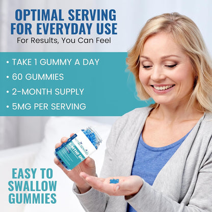 L-5 Methyl Folate Supplement- 5000mcg Active Form Folic Acid Gummies for Optimal Absorption- High Strength Folic Acid Supplement- Activated Methylfolate Supplement- 60 Gummies