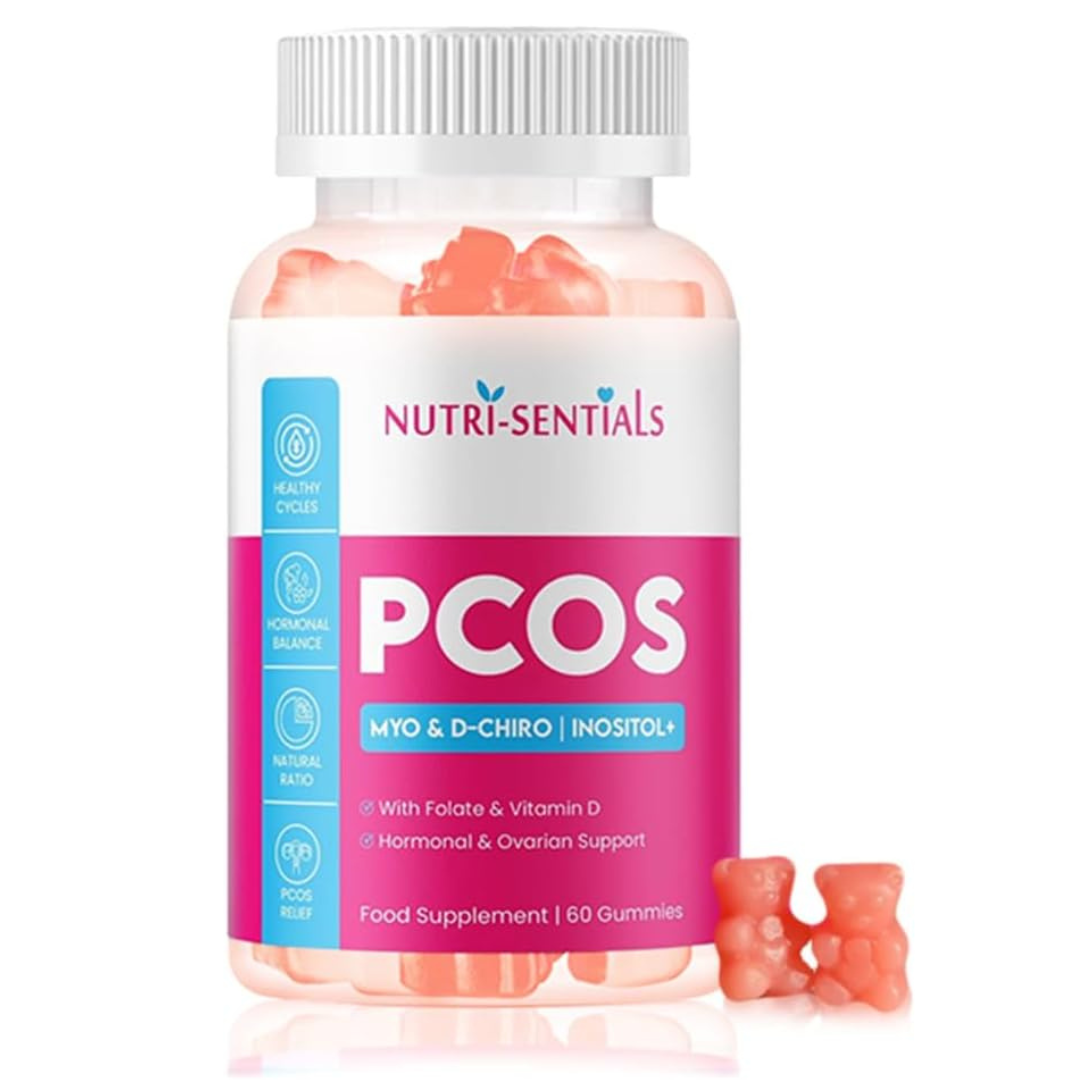 PCOS Gummies - Myo & D-Chiro Inositol  Supplement with Folate & Vitamin D- Natural Ratio Ovarian Support Women Hormone Balance Blend