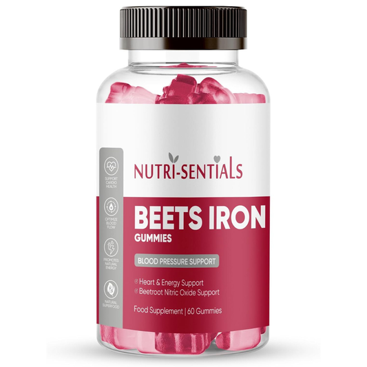 Organic Beet Root Gummies 200mg- Superfood Beets Supplement with Iron for Heart Health & Blood Pressure Support- Nitric Oxide Beets Iron Gummies for Energy & Stamina Boost- Vegan, Non-GMO- 60 Gummy