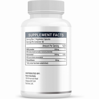 NMN Supplement 500mg - NAD+ Booster - Cellular Repair & Longevity - 60 Capsules