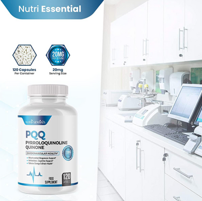 PQQ Max 20mg, 120 Capsules – Pyrroloquinoline Quinone - Promotes Mitochondrial Biogenesis, Energy Optimize | Plant Extract - Powerful & 100% Natural Supplement