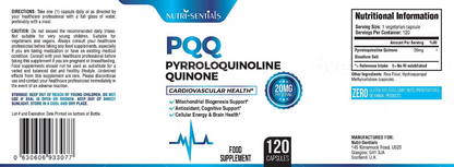PQQ Max 20mg, 120 Capsules – Pyrroloquinoline Quinone - Promotes Mitochondrial Biogenesis, Energy Optimize | Plant Extract - Powerful & 100% Natural Supplement