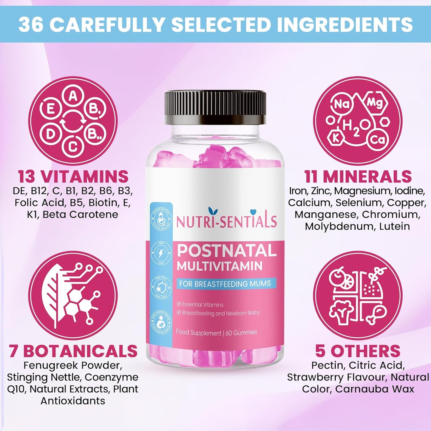 Postnatal Vitamin Gummies - Breastfeeding Support (60 Count)