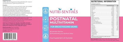 Postnatal Vitamins Gummies- Multivitamin Breastfeeding Supplement for Mums- New Mum Vitamins for Energy, Immunity & Breastfeeding Support- Organic Lactation Supplement- 60 Gummies