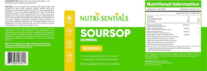 Organic Soursop Gummies 15000MG – Extra Strength Seamoss & Turmeric – Organic Herbal Blend with Ashwagandha, Multivitamin for Immunity, 60 Gummies